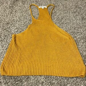 High neck yellow crochet tank top